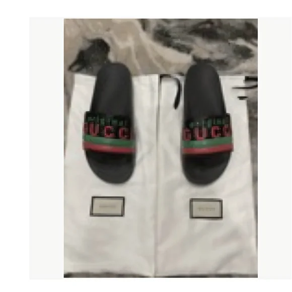 NEW GUCCI SLIDES MEN SIZE 10/WOMEN SIZE 11  SANDALS WITH SHOE BAGS - Picture 7 of 7